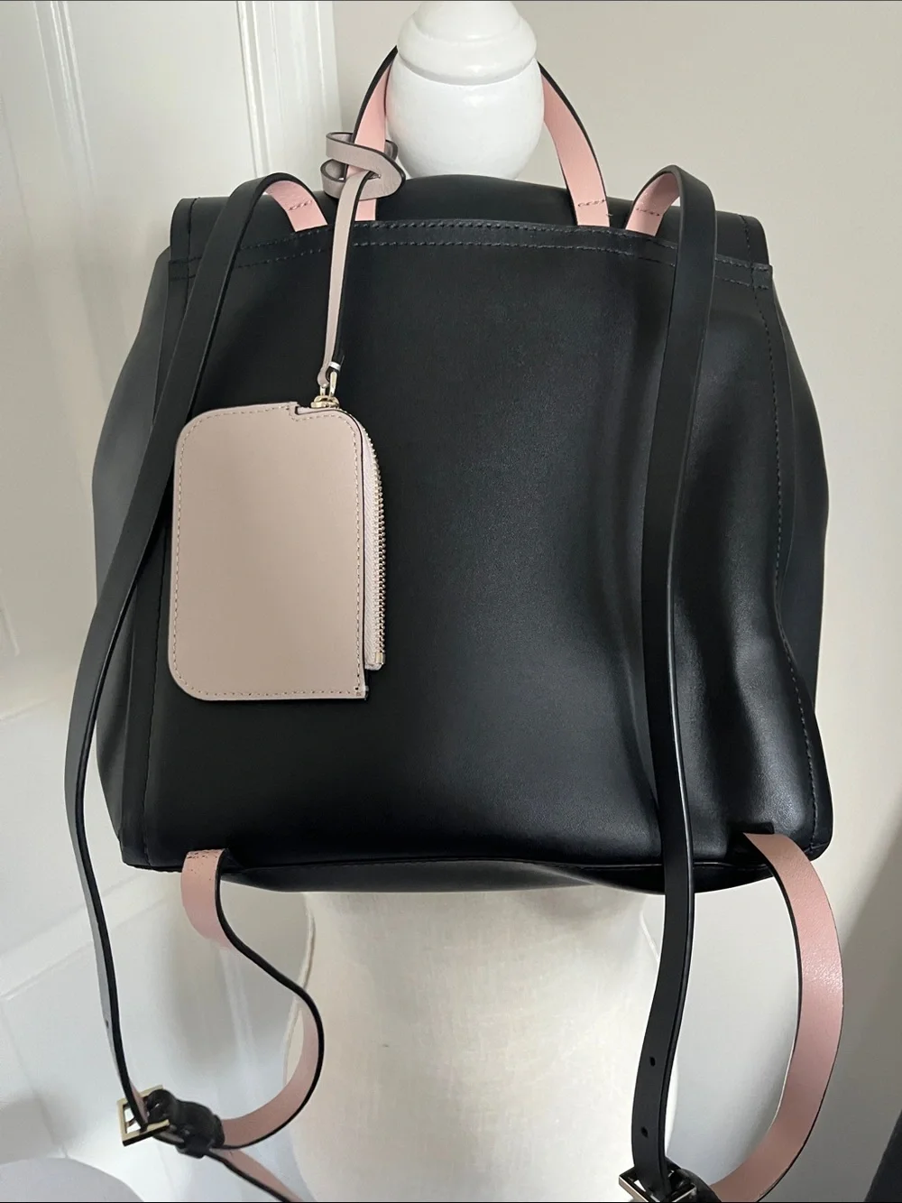 kate spade Black Smooth Leather Backpack with Gold Logo